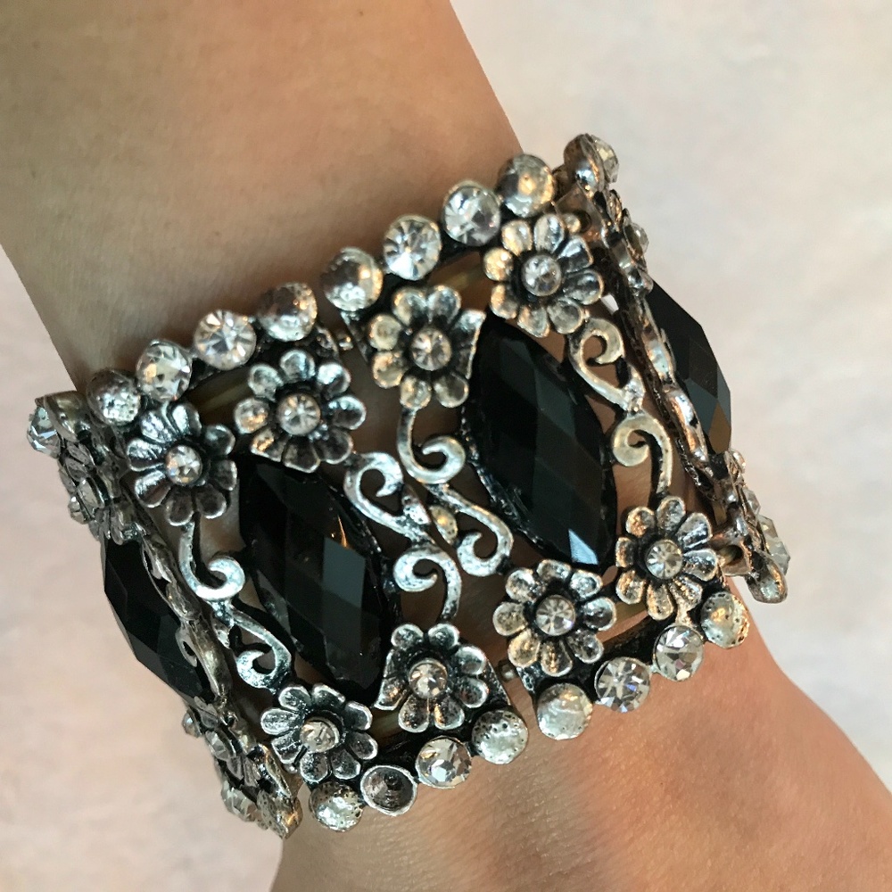 Great Gatsby Silver and Black Bracelet